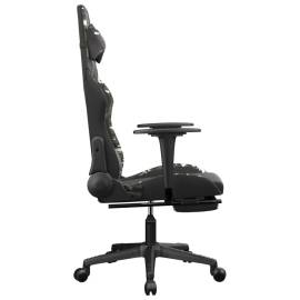 Scaun de gaming cu suport picioare, negru/camuflaj, piele eco, 4 image