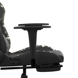 Scaun de gaming cu suport picioare, negru/camuflaj, piele eco, 11 image