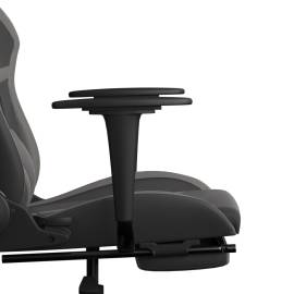 Scaun de gaming cu suport picioare, negru/gri, piele ecologică, 11 image