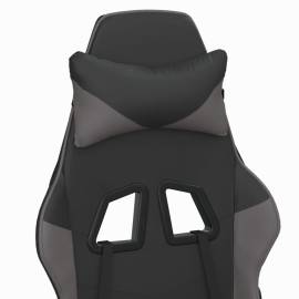 Scaun de gaming cu suport picioare, negru/gri, piele ecologică, 10 image