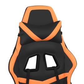 Scaun de gaming cu suport picioare, negru/oranj, piele eco, 10 image