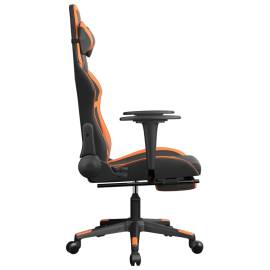 Scaun de gaming cu suport picioare, negru/oranj, piele eco, 4 image