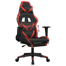 Scaun de gaming cu suport picioare, negru/roșu, piele ecologică, 8 image