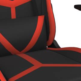 Scaun de gaming cu suport picioare, negru/roșu, piele ecologică, 9 image