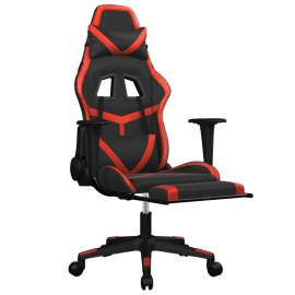 Scaun de gaming cu suport picioare, negru/roșu, piele ecologică, 6 image