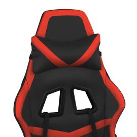 Scaun de gaming cu suport picioare, negru/roșu, piele ecologică, 10 image