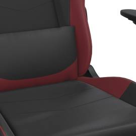 Scaun de gaming cu suport picioare, negru/roșu vin, piele eco, 9 image