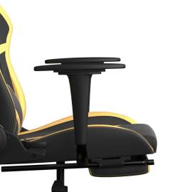 Scaun de gaming cu suport picioare negru/auriu, piele ecologică, 11 image