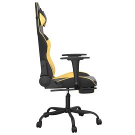 Scaun de gaming cu suport picioare negru/auriu, piele ecologică, 4 image