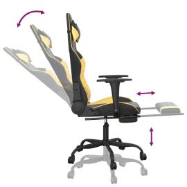 Scaun de gaming cu suport picioare negru/auriu, piele ecologică, 7 image