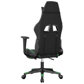 Scaun de gaming cu suport picioare negru/verde, piele ecologică, 5 image