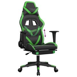 Scaun de gaming cu suport picioare negru/verde, piele ecologică, 8 image