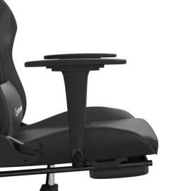 Scaun de gaming cu masaj/suport picioare, negru/gri, piele eco, 11 image