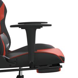 Scaun de gaming cu masaj/suport picioare, negru/roșu, piele eco, 11 image