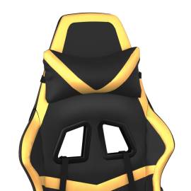 Scaun de gaming cu masaj/suport picioare negru/auriu piele eco, 10 image
