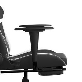 Scaun de gaming masaj/suport picioare alb/negru piele eco, 11 image