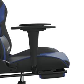 Scaun de gaming masaj/suport picioare negru/albastru piele eco, 11 image