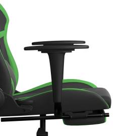 Scaun gaming de masaj/suport picioare, negru/verde, piele eco, 11 image
