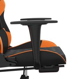 Scaun gaming masaj/suport picioare, negru/portocaliu, piele eco, 10 image