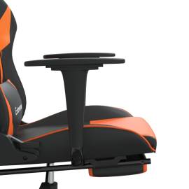 Scaun gaming masaj/suport picioare, negru/portocaliu, piele eco, 11 image