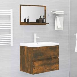 Oglindă de baie, stejar fumuriu, 60x10,5x37 cm, lemn prelucrat, 5 image