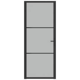 Ușă de interior, 83x201,5 cm, sticlă neagră mată și aluminiu, 3 image