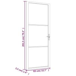Ușă de interior, 83x201,5 cm, sticlă neagră mată și aluminiu, 6 image