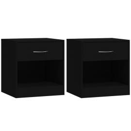 Noptiere cu sertar, 2 buc., negru, 2 image