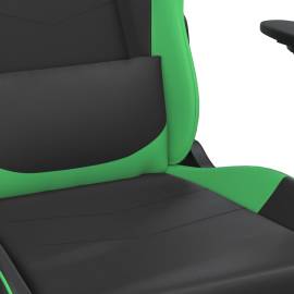 Scaun gaming de masaj/suport picioare, negru/verde, piele eco, 9 image