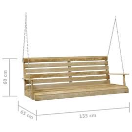 Balansoar de grădină, 155x65x60 cm, lemn tratat de pin, 6 image