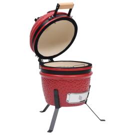 Grătar cu afumătoare 2-în-1 kamado, roșu, 56 cm, ceramică, 6 image