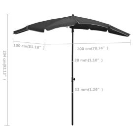 Umbrelă de grădină cu stâlp, antracit, 200x130 cm, 6 image