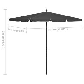 Umbrelă de grădină cu stâlp, antracit, 210x140 cm, 6 image