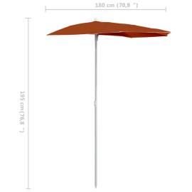 Umbrelă de grădină cu stâlp, cărămiziu, 180x90 cm, semirotundă, 8 image