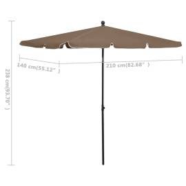 Umbrelă de grădină cu stâlp, gri taupe, 210x140 cm, 6 image
