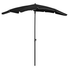 Umbrelă de grădină cu stâlp, negru, 200x130 cm