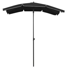 Umbrelă de grădină cu stâlp, negru, 200x130 cm, 3 image