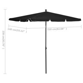 Umbrelă de grădină cu stâlp, negru, 210x140 cm, 6 image