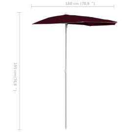 Umbrelă de grădină cu stâlp, roșu bordo, 180x90 cm, semirotundă, 8 image