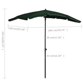 Umbrelă de grădină cu stâlp, verde, 200x130 cm, 6 image