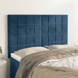 Tăblii de pat, 4 buc, albastru închis, 72x5x78/88 cm, catifea