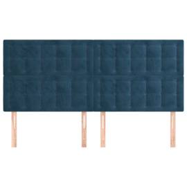 Tăblii de pat, 4 buc, albastru închis, 100x5x78/88 cm, catifea, 3 image