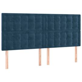 Tăblii de pat, 4 buc, albastru închis, 100x5x78/88 cm, catifea, 2 image