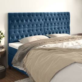 Tăblii de pat, 4 buc, albastru închis, 100x7x78/88 cm, catifea