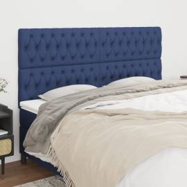 Tăblii de pat, 4 buc, albastru, 100x7x78/88 cm, textil