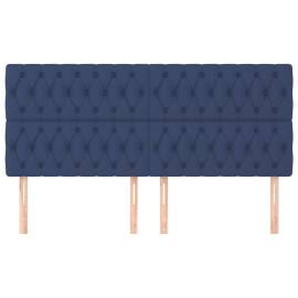 Tăblii de pat, 4 buc, albastru, 100x7x78/88 cm, textil, 3 image