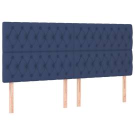 Tăblii de pat, 4 buc, albastru, 100x7x78/88 cm, textil, 2 image