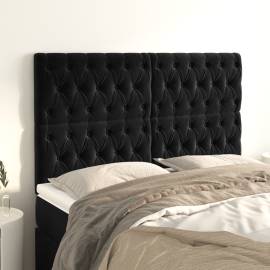 Tăblii de pat, 4 buc, negru, 80x7x78/88 cm, catifea