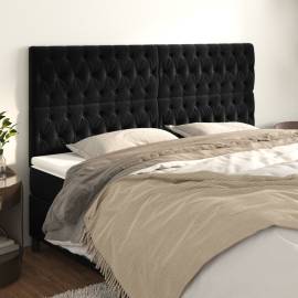 Tăblii de pat, 4 buc, negru, 90x7x78/88 cm, catifea