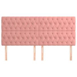 Tăblii de pat, 4 buc, roz, 100x7x78/88 cm, catifea, 3 image